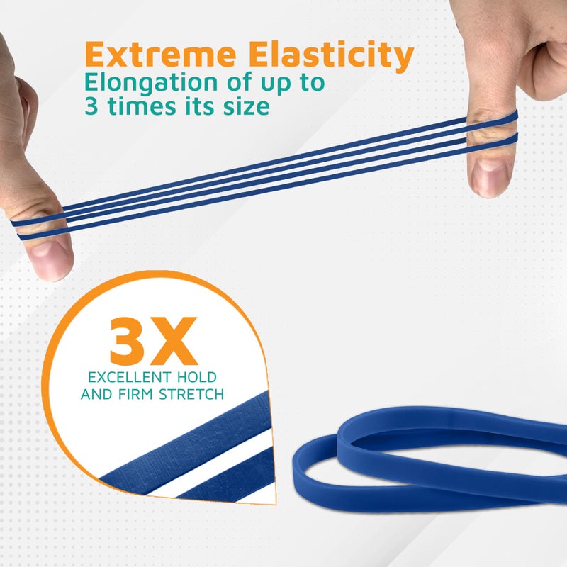 PlasticMill Blue Rubber Bands Size 33 (3 1/2" x 1/8") - #33 Colored Rubber Bands Office Supplies - Strong, Elastic Bands for Crafts, Balloon Garland, Cash, File Folders (500-Pack) - Image 3